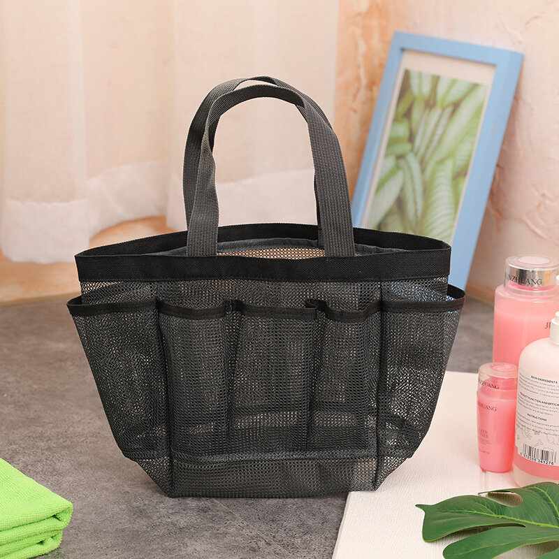Однотонная портативная пляжная сумка, Детская сумка-Органайзер для ванной, детская прозрачная дорожная сумка для хранения с несколькими карманами, сумка для стирки LC269