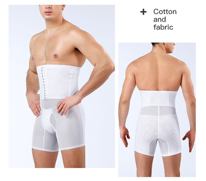 Men Shapewear Shorts High Waist Stomach Abdomen Slimming Panties Fat Drawing Fitness Girdle Breathable Body Shaper Pants