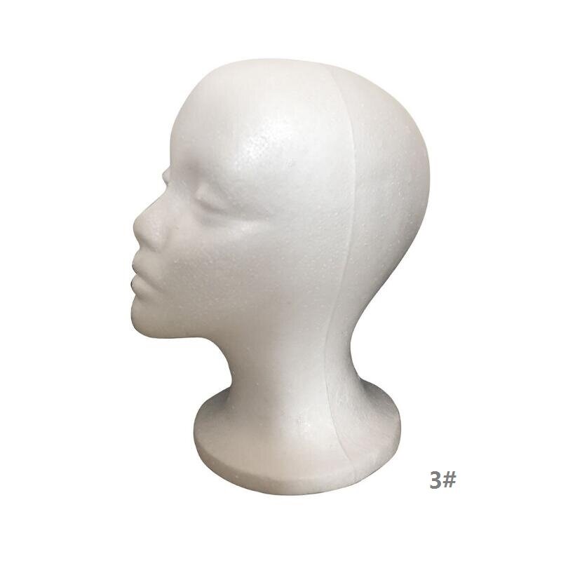 Soporte de exhibición de Peluca de espuma blanca, cabeza de maniquí, sombrero de exhibición, soporte de Peluca de espuma de poliestireno