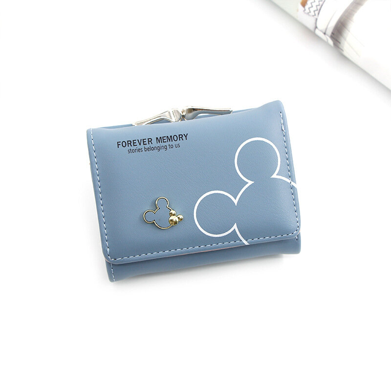 Модный женский кошелек из искусственной кожи с изображением Микки Мауса и Диснея, милая дизайнерская кредитница на защелке, короткий бумажник для женщин