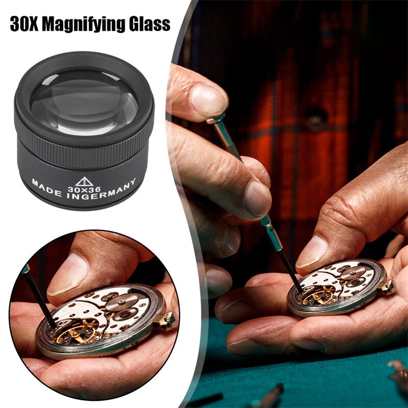 Draagbare Handheld Lichtgewicht 30X Vergrootglas Optische Lens Sieraden Beoordeling Vergrootglas Loupe Voor Coin Postzegels Horloge Reparatie