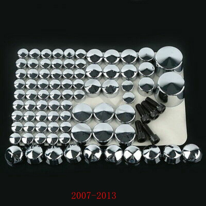 Motorcycle 87 pcs Chrome Black ABS Bolt Toppers Caps Cover Set For Harley Softail Twin Cam 1984-2006 2007-2013