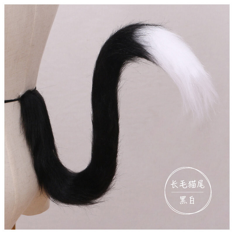 Orecchie di coda di gatto cosplay simulazione pelliccia nero bianco grigio Halloween performance puntelli orecchie di gatto