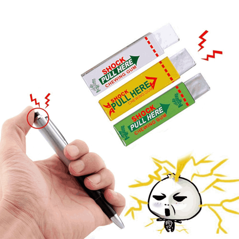 Choque elétrico Piada Mastigar Gum Puxe a cabeça Chocante Toy Presente Gadget Prank Truque Mordaça Engraçado 1PC