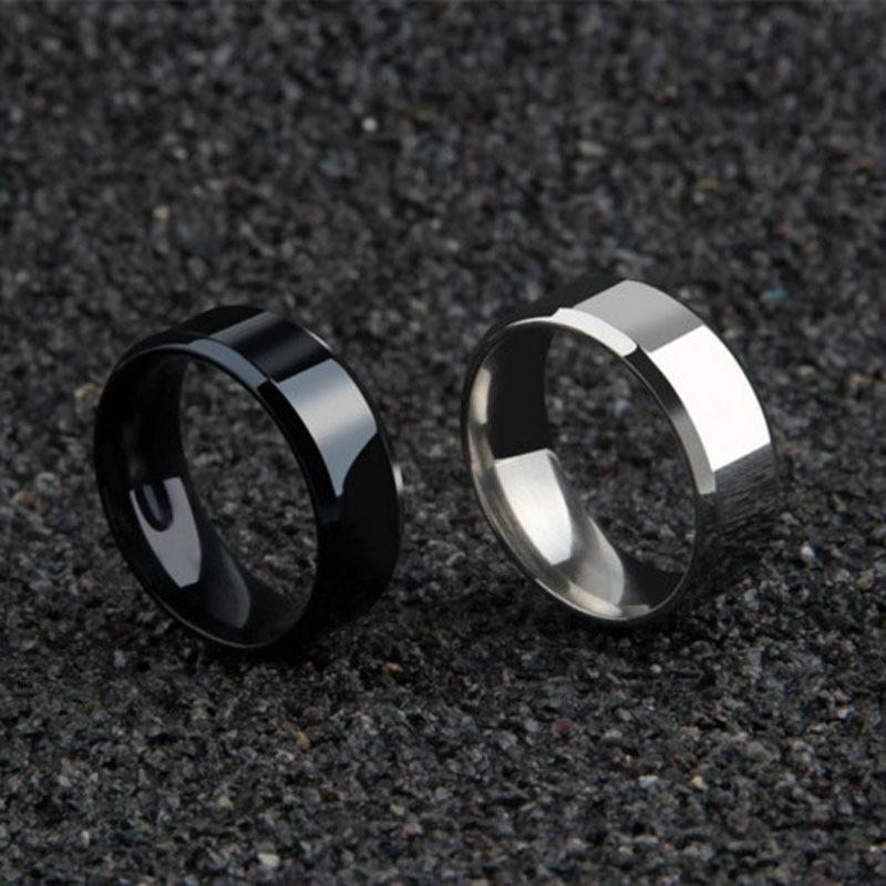 男性と女性のためのステンレス鋼の婚約指輪,魅力的なジュエリー,黒,マット品質