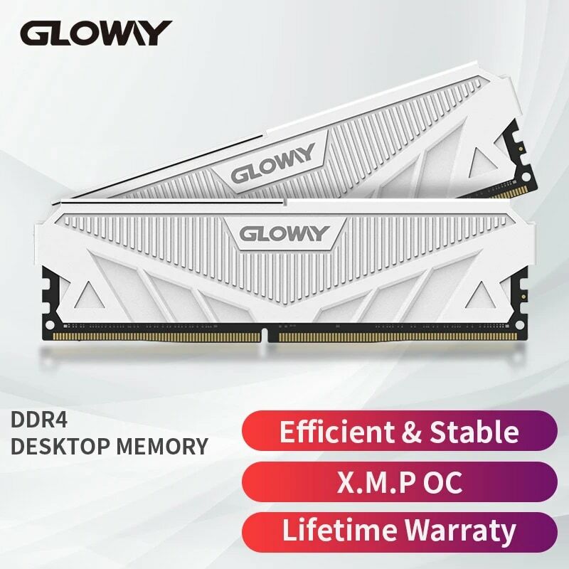 Gloway Memoria RAM DDR4 16GB 3200mhz 32GB (8 gbx2) (16 gbx2) pamięć radiatora stacjonarnego do komputera