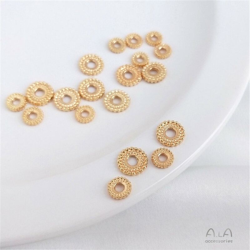 14K Gold Plated Accessories Twist edge round wheel bead divider DIY hand string bracelet head accessories material