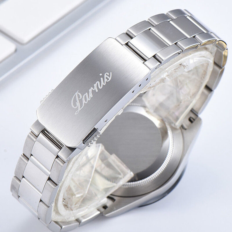 39mm PARNIS Beige dial sapphire Crystal date full Chronograph quartz mens watch