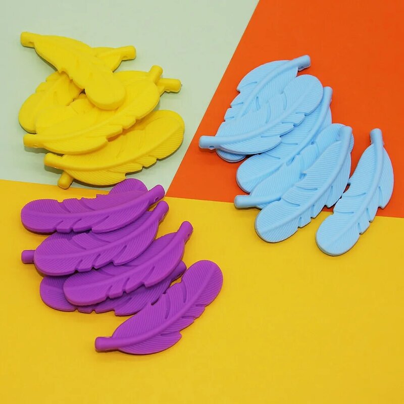 Cute-idea 10pcs perline in Silicone piuma massaggiagengive BPA gioielli fatti a mano masticabili fatti a mano con Clip per ciuccio sensoriale per giocattoli per bambini