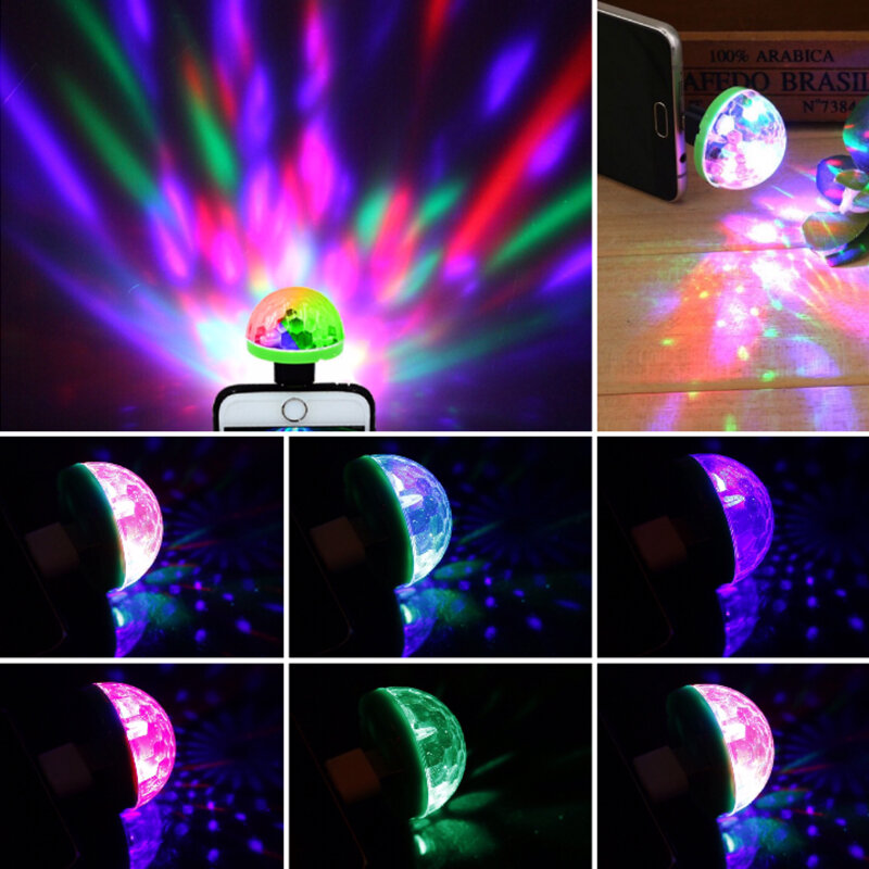 Mini lumière USB DJ RGB colorée, Mini lumière sonore de musique, USB Apple téléphone Android, Disco, fête familiale, boule, lampe d'ambiance
