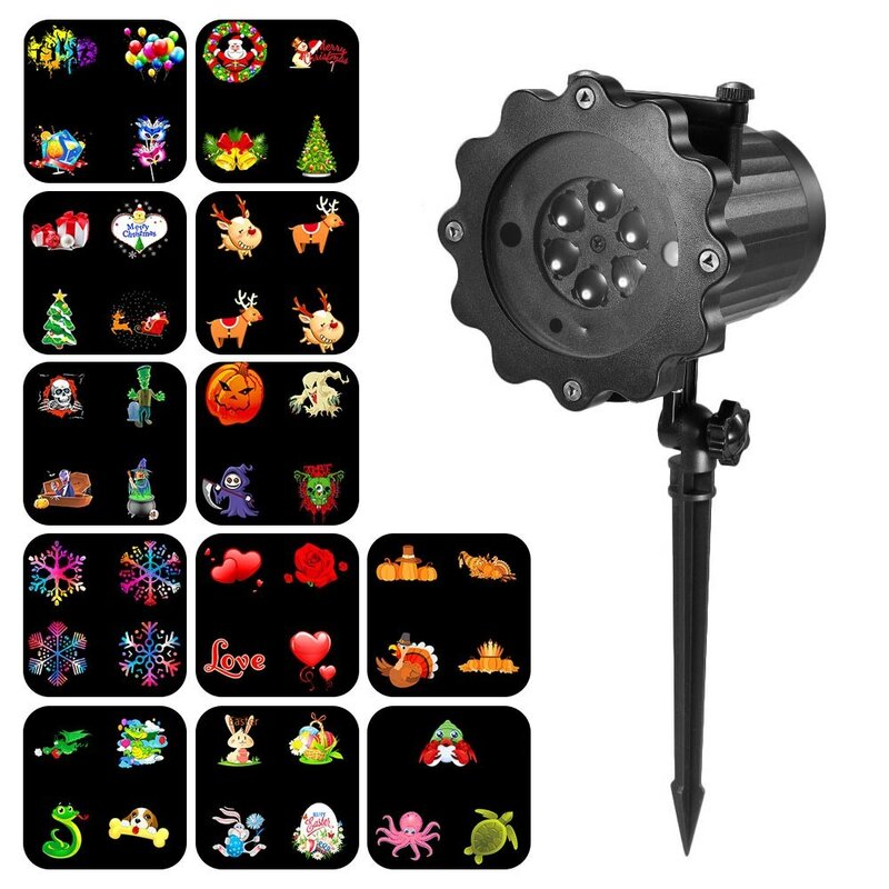 Proyector de luz Led con Control remoto, luces de proyección de Navidad, Halloween, con 12 animaciones dinámicas