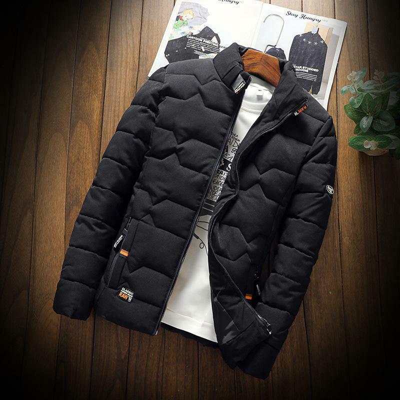Novo casaco de inverno dos homens moda gola masculina parka jaqueta masculina sólida grosso quente casacos juventude homem inverno parkas my330
