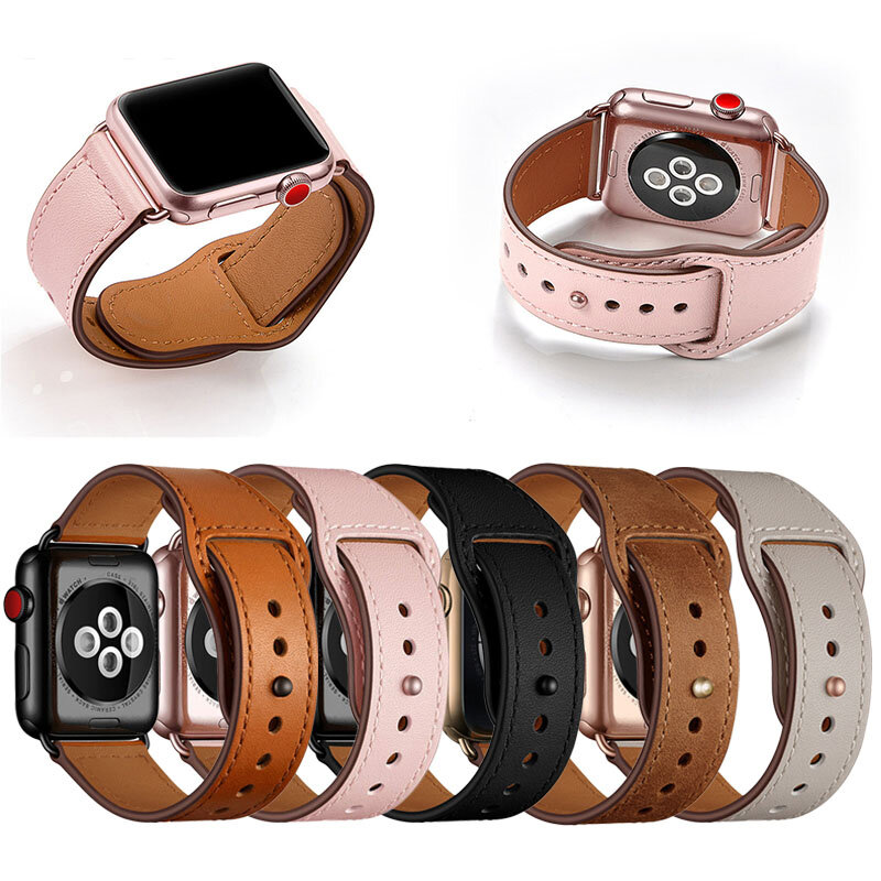 Correa para apple watch banda 38mm 42mm 40mm 44mm iwatch 4 banda de cuero genuino correa de reloj apple watch 5 3 accesorios