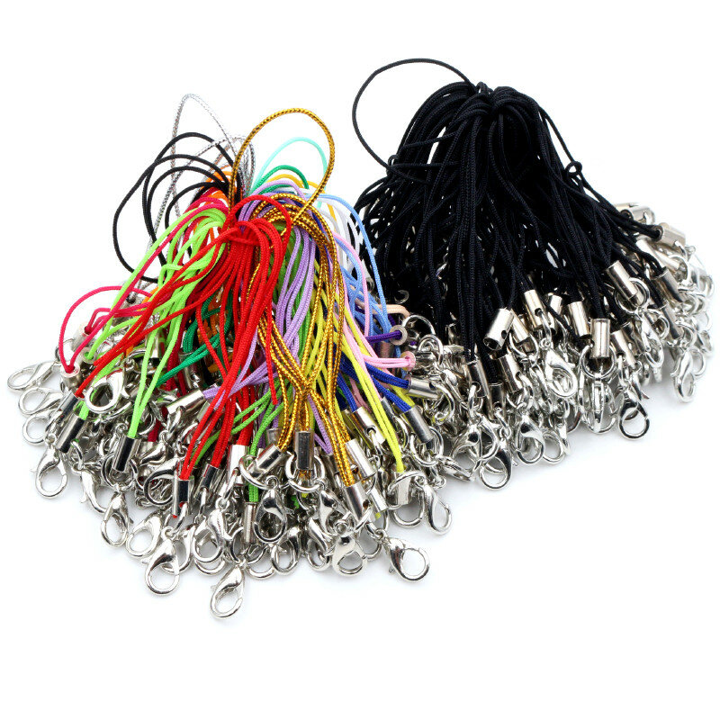 100 pçs cordão lariat cinta cordões lagosta fecho corda chaveiros ganchos conjunto móvel encantos chaveiro saco acessórios chaveiro
