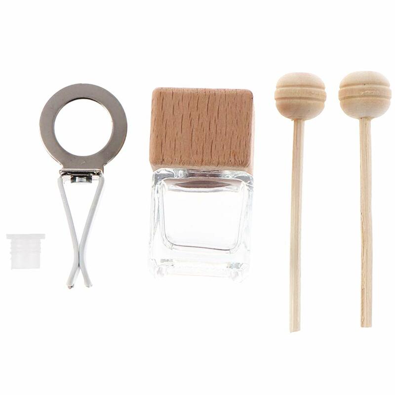 10PCS 8ml Car Air Freshener Perfume Clip Vent Outlet Diffuser Empty Essential Oil Glass Perfume Vials Ornament with Wooden Caps