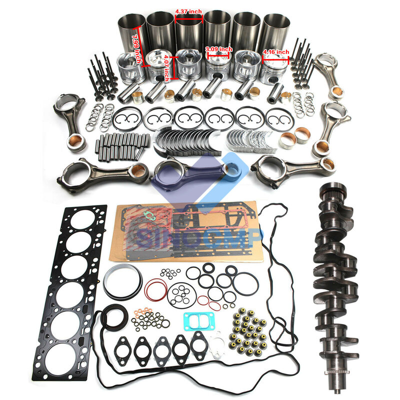 6d107 motor reconstruir kit com válvulas & conectar haste & virabrequim para escavadora komatsu