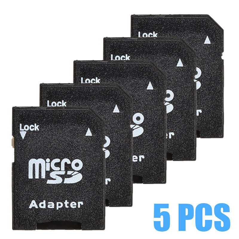 MicroSDHC Flash Memory Card Adapter, TF para Micro SD, Adaptador para Smart Phones, Tablet, Computador, Armazenamento Interno, 5pcs