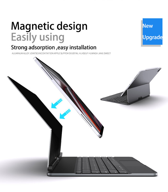 DOQO Aluminum Alloy Metal Magic Trackpad for iPad Bluetooth Keyboard Scissor Mechnism 360 Rotating Magnetic For iPad Pro 12.9/11