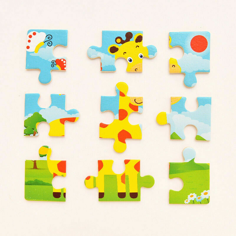Mainan Bayi Anak-anak Balita Mainan Edukatif Bentuk Warna Pembelajaran Perkembangan Puzzle Kayu Kartun Hewan 17 Gaya