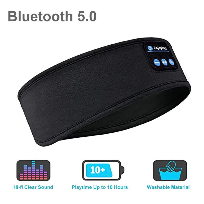Auriculares deportivos con Bluetooth, diadema fina, suave, elástica, cómoda, inalámbrica, máscara de ojos para dormir de lado
