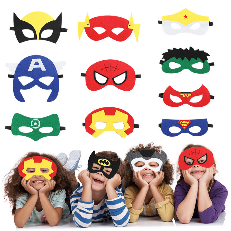 60 sztuk/zestaw impreza superbohatera dostarcza Hero bransoletki filcowe maski naklejki Superhero Theme świąteczne urodziny prezenty dla gości na imprezę dla dzieci