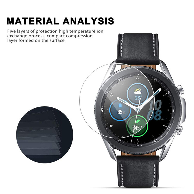 Protector de pantalla de vidrio para Samsung Galaxy Watch 3, 45MM, 41MM, HD, película antiarañazos para reloj inteligente, accesorios