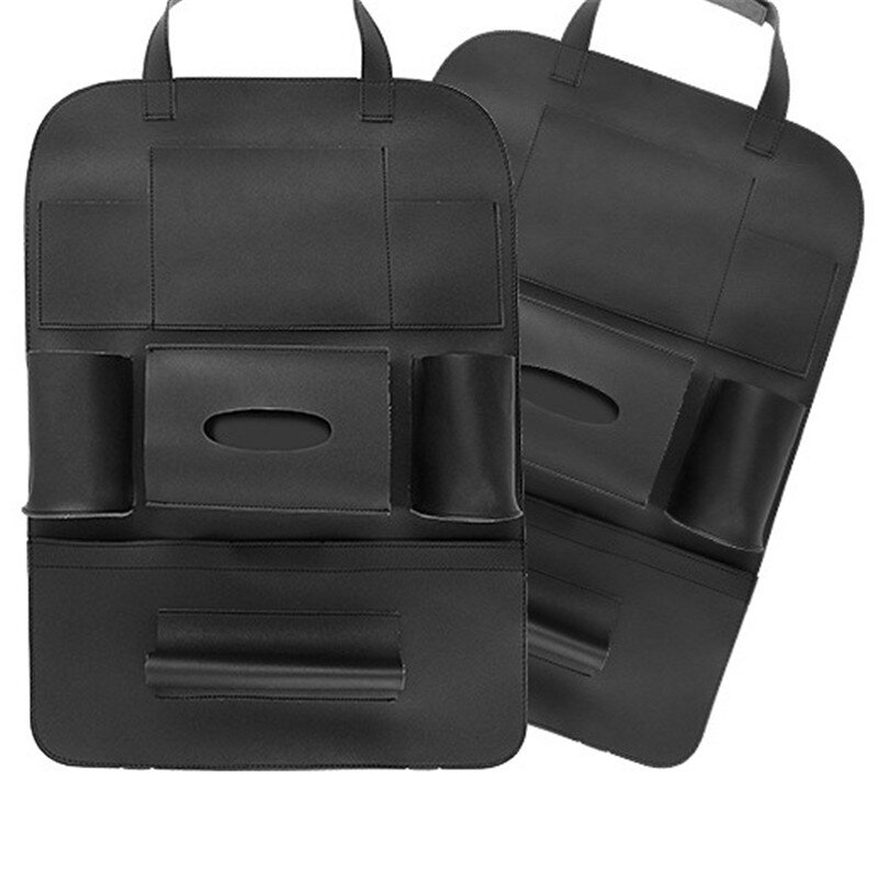 PU Leather Car Seat Back Organizer Storage Bag iPad Tablet Phone Holder Umbrella Napkin Drink Bag Backseat Kick Protector Cover