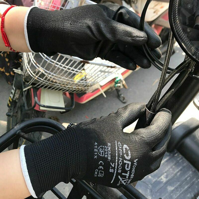 10 par rękawiczki do sprzątania antypoślizgowe odporne na zużycie oddychające prace robocze ogród PU rękawice robocze rękawice ochronne