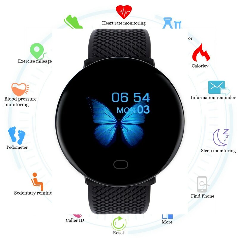 Abay 2019 남자 smartwatch 스포츠 보수계 스마트 시계 피트니스 트래커 심박수 모니터 여성 시계 아이폰 안드로이드 ios