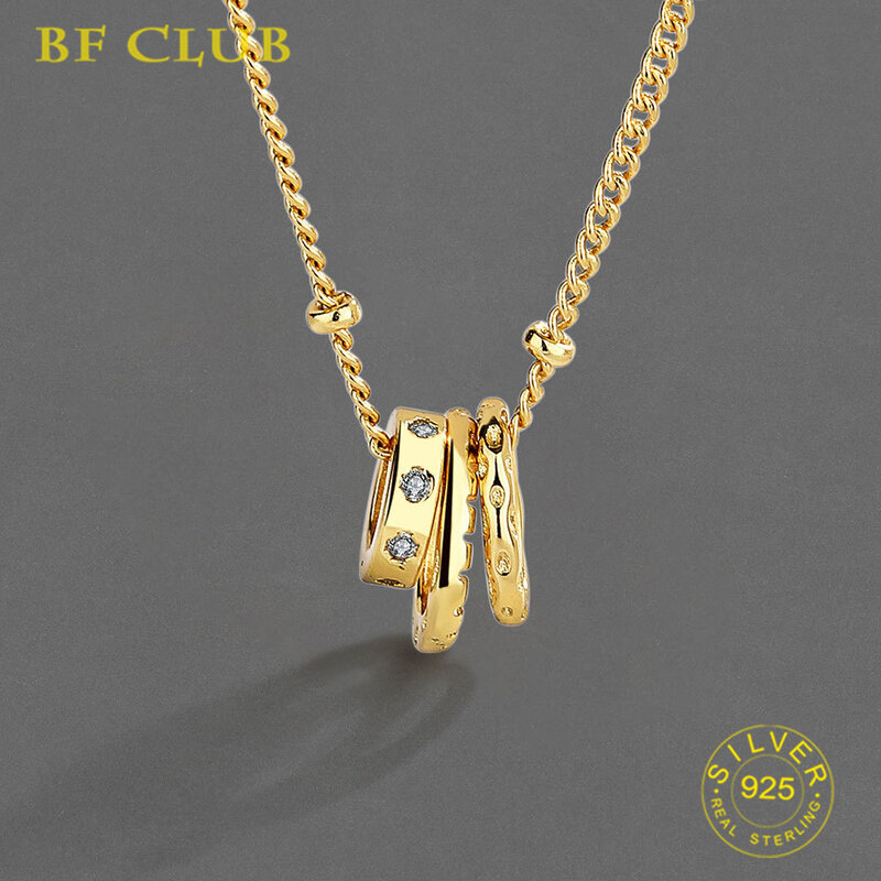 Kalung Perak Murni 925 untuk Wanita Kalung Perak 3 Lingkaran Rantai Chocker Chirstama Hadiah Perhiasan Bagus