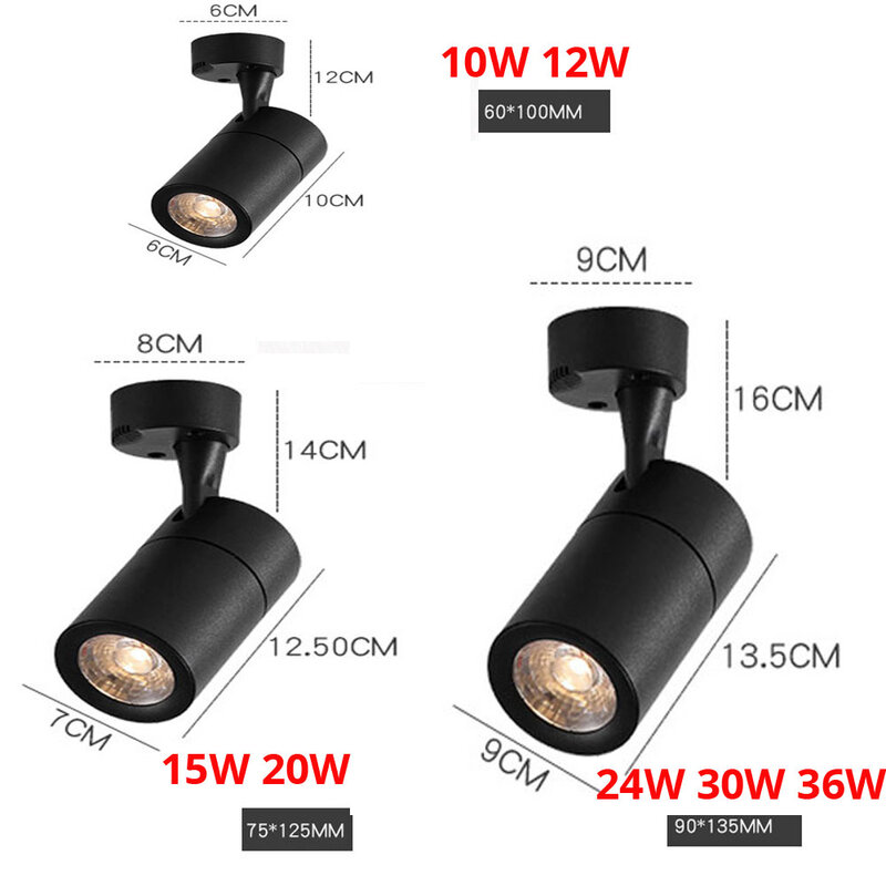 Rotation COB Surface Mounted LED Downlight Dimmalbe 10W 12W 15W 20W 24W 30W 36W Ceiling Lamp White Balck Indoor f Light