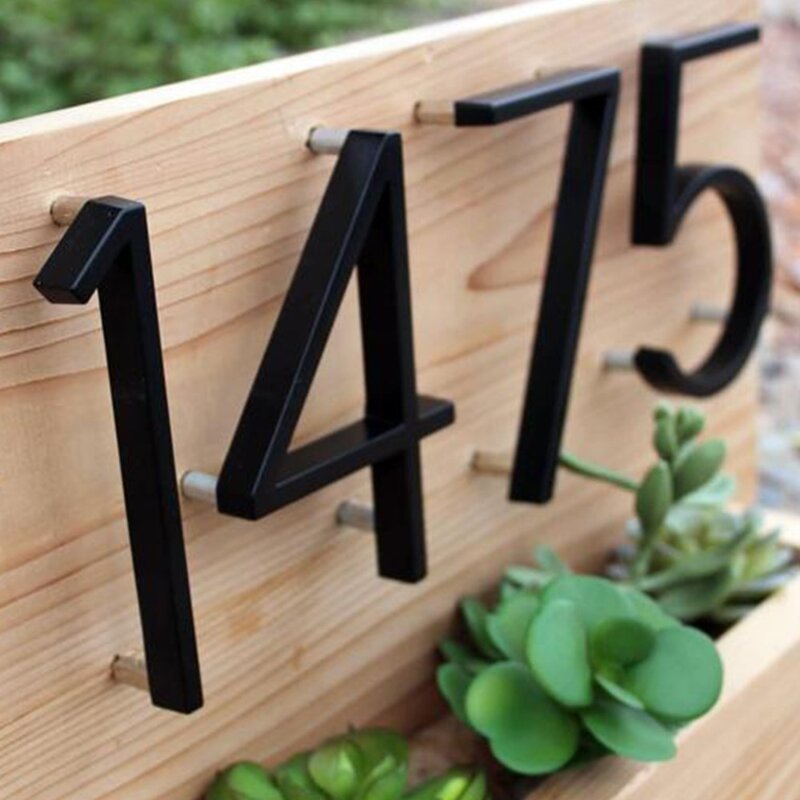 Numéro de maison flottant de 127mm, grandes lettres modernes, Alphabet pour porte extérieure, Plaque d'adresse, 5 chiffres noirs, signes Dash Slash #0-9