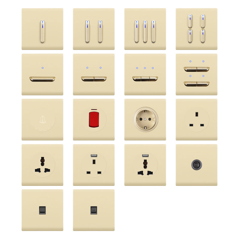 KAMANNI настенный кнопочный светильник, выключатель питания, розетка 1, 2, 3, 4, банда 1, 2-полосный бытовой выключатель, ЕС, FR, Великобритания, настенный выключатель с светодиодный