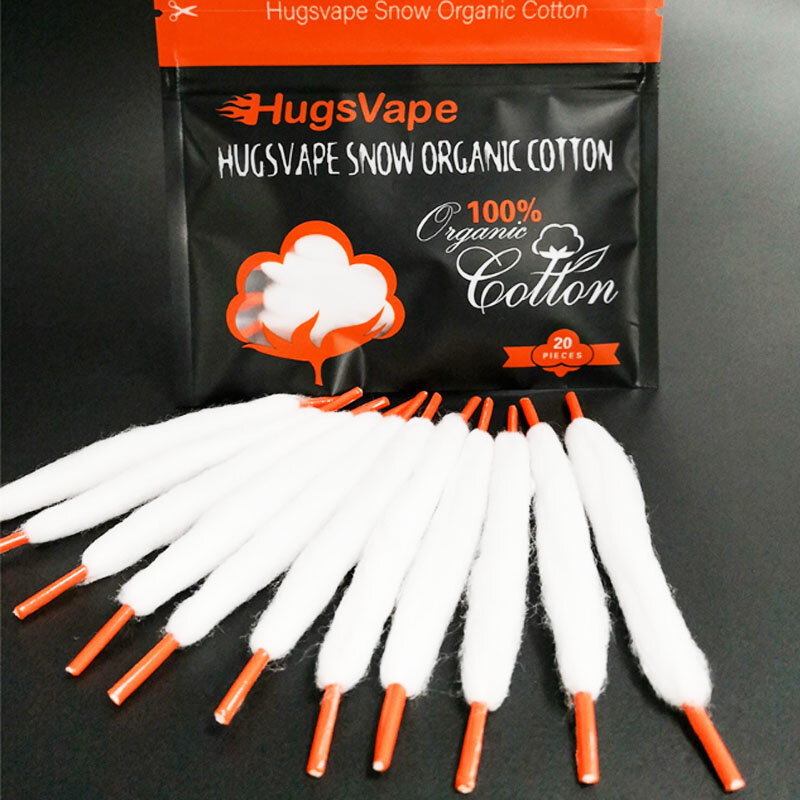 20 sztuk/worek Hugsvape śniegu organiczne vape bekon bawełna prebuild dla majsterkowiczów RDA RBA RDTA Atomizer knoty cewki
