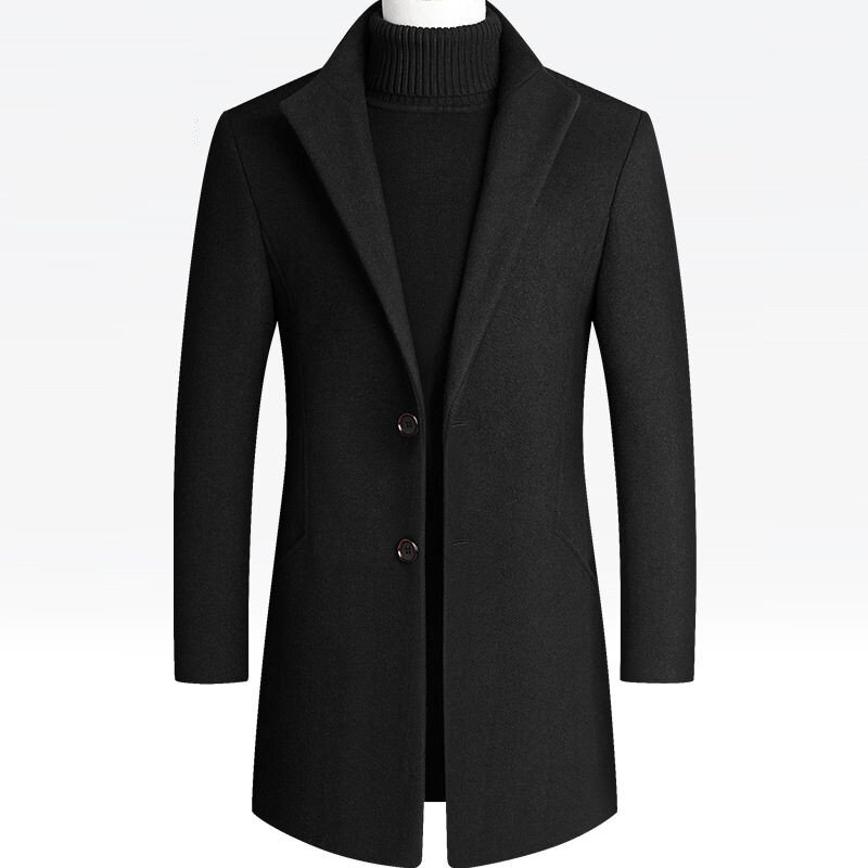 Autumn and winter coat men's new 2019 overcoat slim wool men's medium long woolen windbreaker