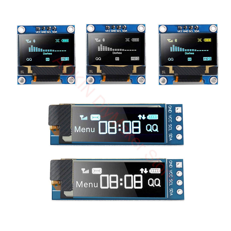 Módulo de pantalla OLED IIC para Arduino, 0,91 pulgadas, 0,96 pulgadas, blanco/amarillo, azul/Azul, 12864, I2C, SSD1306