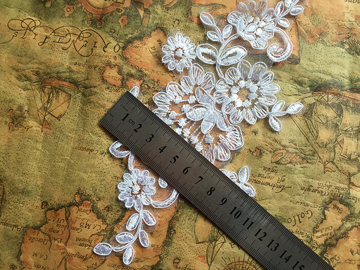 Koronkowa aplikacja medaliony kawałek koronkowy haft aplikacja z koronki DIY suknia ślubna kwiaty koronki
