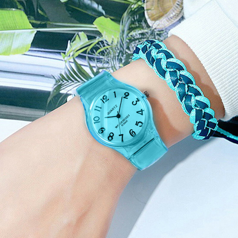 Wokai-女性用シリコンクォーツ時計,高品質のカジュアルウォッチ,透明で環境にやさしい,キャンディー,学生用