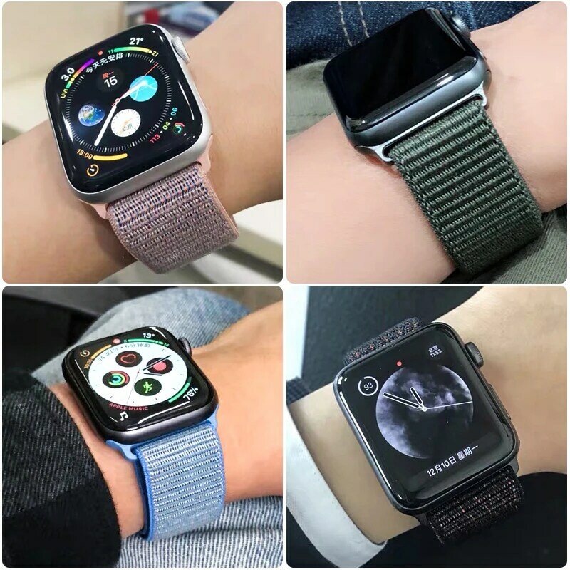 Nylon Sport Loop Replacment Band Series 2 3 4 Lightweight Soft Breathable Woven Strap 38mm 42mm 40mm 44mm for Apple Watch