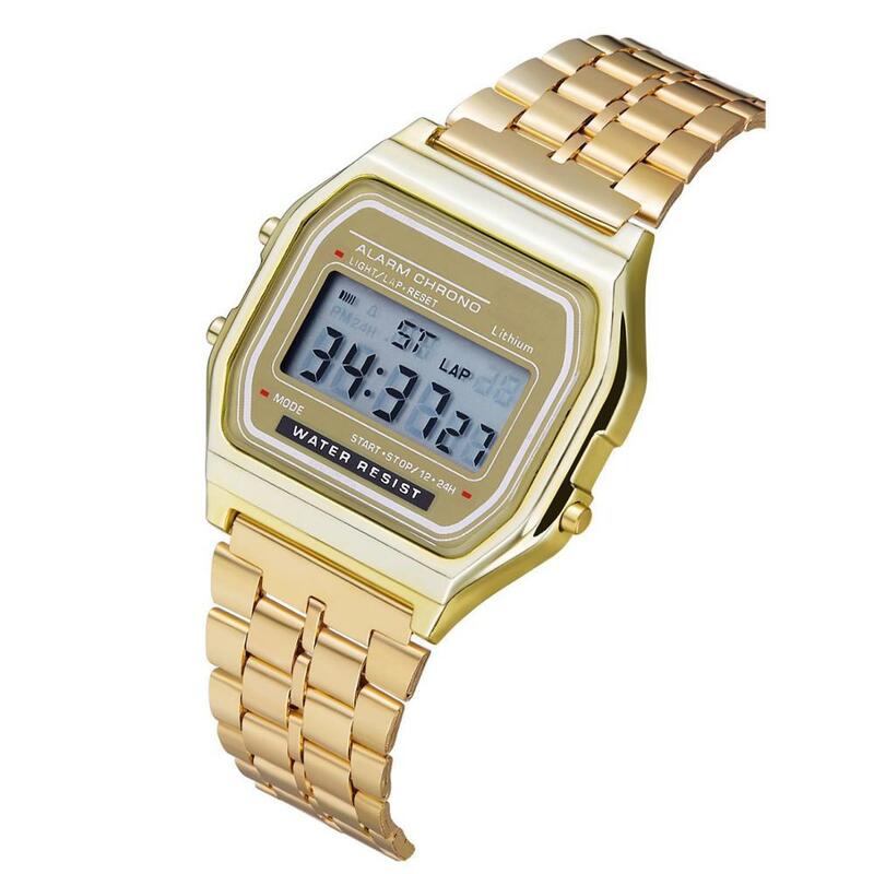 럭셔리 로즈 골드 여성 디지털 시계 울트라 얇은 스틸 LED 전자 손목 시계 빛나는 시계 숙녀 시계 몬트 펨므