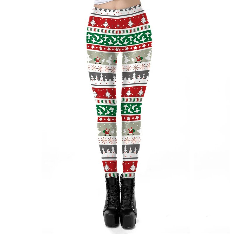 Nadanbao-leggings com flocos de neve imprimir para mulheres, meias elásticas, cintura média, feliz natal, calças engraçadas para festa e feriado