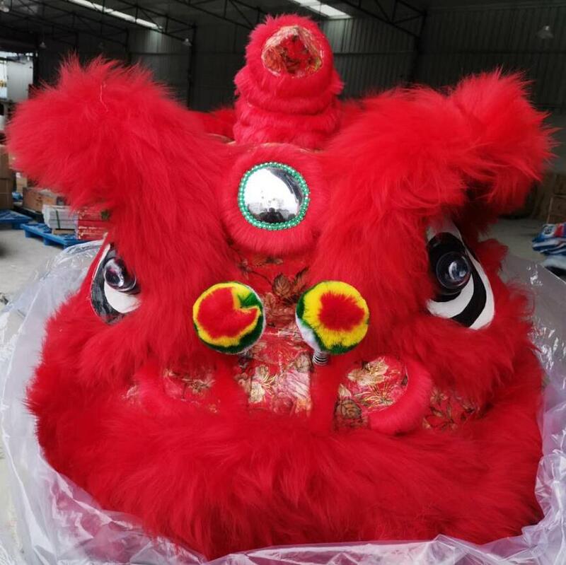 Fantasia chinesa para dança de leão, roupa para performance de lã do sul para dança de leão, mascote de palco, fantasia chinesa para cosplay