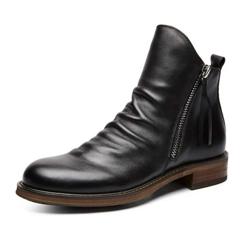 Botas de couro originais masculinas, sapatos casuais de couro para homens, confortáveis, antiderrapantes, com cadarço, 2020, outono 2020
