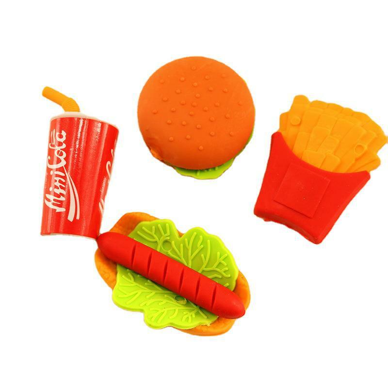 1Pc Creative Fast Food Burger Hot Dog Chips Gum Studenten Gum Briefpapier Leveringen Groothandel