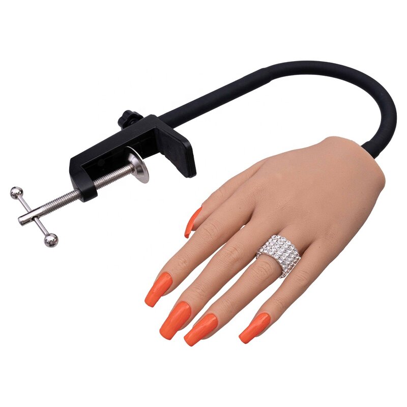 Silicone prática mão com dedos flexíveis para unhas anel pulseira e exibição de relógio