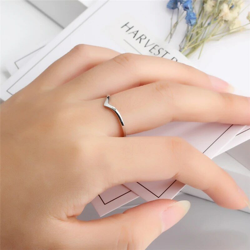XINSOM Simple 925 Sterling Silver Rings For Women Girls 2020 Korean Fashion Party Wedding Finger Rings Birthday Gift 20MARR1