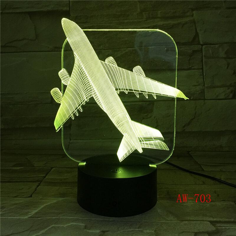 ثلاثية الأبعاد طائرة حربية نموذج الإبداعية ليلة ضوء اللمس طائرة طائرة لمبة مكتب LED الوهم مصباح أباجورة كول مكتب ضوء AW-703