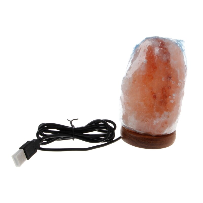 Ручная резная USB деревянная основа, Гималайская солевая лампа, очиститель воздуха, ночник, украшение для спальни, домашняя Прямая поставка