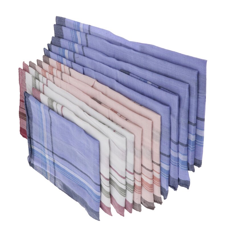 Conjunto de lenços de bolso quadrados, conjunto de lenços de algodão estilosos para homens com 12 peças de 36x37cm