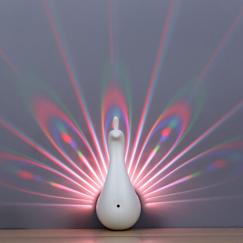 Павлин проекционная лампа новый и необычный светодиодный ночник USB креативный домашний подарок Любовник маленькая настенная лампа семь цветов дистанционное управление